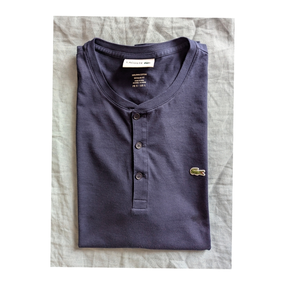 Lacoste Men's Short Sleeve Pima Cotton Henley